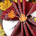 Miniatyrbilde 2 av 5: 6 stk. oransje lønneblad serviettringer høst Thanksgiving serviettringholder spenne blad serviettring høst gårdsstil metall strass serviettringer for