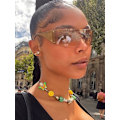 Miniatyrbilde 5 av 5: AIEYEZO Rimless Y2K Solbriller Kvinner Menn Oversized Fashion Wrap Around Rammeløse Solbriller luxury gold