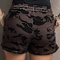 Miniatyrbilde 4 av 4: Leopardmønstrede shorts for kvinner, komfortable shorts med snøring i midjen og lommer s