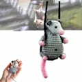 Miniatyrbillede 1 af 4: Possum Bilhæng, Possum Hængende Ornament til Bil, Sød Opossum Bilpynt til Bakspejlstilbehør, Håndlavet Strikket Possum c