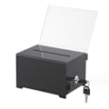 Miniatyrbillede 1 af 5: 1 Pak Acryl Donation Box med Lås, Sort Stemmeboks med Skilt Holder, Forslagboks til Fundraising