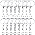 Miniatyrbilde 1 av 2: 50 stk Nøkkelring Blanker Splittet Med Lenkekjede Og Hoppringer Metall Nøkkelringer 30mm