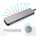 Pikkukuva 3 / 5: 6-in-1 USB-C-keskitin For-Pro Type C -sovittimella, moniporttinen kortinlukija 4K