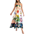 Miniatyrbillede 3 af 4: Kvinder Sød Print Maxi Cami Kjole Løs Ærmeløs Spaghetti Stropper Boho Kjole Flydende Graffiti Lang Aline Sol Kjole -GSL FF GY ZD W xxxl