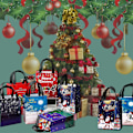 Miniatyrbilde 2 av 5: 6 stk Julegavepose, Julebærepose Gjenbrukbar, Godteripose, Multifunksjonell Ikke-vevd Julepose Gaveemballasje Shopping, Julefestforsyninger 1 set