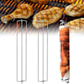 Miniatyrbillede 1 af 5: 2 stk. grillspyd til kyllingevinger, flade klipsespryd til vinger, metal BBQ-gaffelspyd, BBQ-spyd, BBQ-værktøjssæt til udendørs picnic, camping, fest -GSL5.2 2pcs