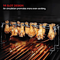 Miniatyrbillede 5 af 5: BBQ Kyllingben- og Ving Grillrist 14 Slots Rustfrit Stål Grillrist til Drumsticks Holder Ovn Stege Stativ med Drypbakke Værktøjer 2pcs