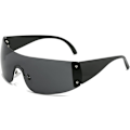 Miniatyrbilde 1 av 5: AIEYEZO Rimless Y2K Solbriller Kvinner Menn Oversized Fashion Wrap Around Rammeløse Solbriller black