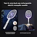 Miniatyrbild 2 av 4: Elektrisk Flugsmällare, 2 i 1 Bug Zapper Laddningsbar, Kraftfull Myggfälla Lampa & Fruktflugedödare med UV-Ljus för Inomhus Hem Kontor Bakgård