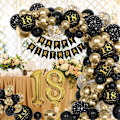 Miniatyrbild 5 av 5: Grattis på födelsedagen Banner Ballong Fest Deko Set, 120*80cm Stor Födelsedag Banner Deko Svart Guld Banner & Ballong, Födelsedag Banner Grattis på födelsedagen Fest Su 30 years old