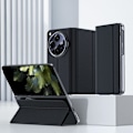 Miniatyrbild 1 av 5: Magnetiskt Skyddande Fodral för Oneplus Open Flip Case, Minimalistiskt Läder Kickstand Cover Helkroppsskyddande Telefonfodral black