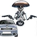 Pikkukuva 4 / 5: Cowboy Skull Gunslinger -huppuornamentti, siisti luurankofiguuri, auton ja kuorma-auton huppuornamentti, metalliluurankohuppuornamentti, auton sisustus A1362 -CHSZ