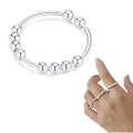 Miniatyrbild 1 av 3: 925 Sterling Silver Anti-ångest Ring för kvinnor och män Fidget Rings för ångest Ångest Ring med pärlor Spinner Ring för ångest Spinning Ring 5