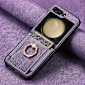 Miniatyrbild 1 av 5: Plånboksfodral för Samsung Galaxy Z Flip 6, Smalt PU-läder Stötsäkert Fodral med Ringhållare & Kortfack för Galaxy Z Flip 6 5G 2024 purple