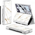Miniatyrbild 1 av 5: Fodral för Samsung Galaxy Z Fold 6 med pennfack, Z Fold 6 fodral pläterat glas hybridläder All-Inclusive fodral med skärmskydd silver white