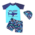 Miniatyrbild 1 av 5: Pojkbadset, 3 delar set badskjorta + badshorts + badmössa, badkläder strandkläder T-shirt kort set 6.14 crocodile c