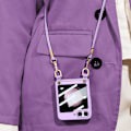 Pikkukuva 3 / 3: Z Flip 6 -kotelo, ohut PC-mattainen suojakotelo Samsung Galaxy Z Flip 6:lle, mukana olkahihna ja näytönsuoja silver