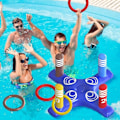 Miniatyrbild 2 av 4: Pool Floats Toys Games Set - Flytande basketkorg uppblåsbar Cross Ring Toss Game Toys för barn Vuxna Simbassäng Vattenspel -GSLA
