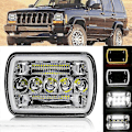 Miniatyrbillede 2 af 5: 5x7' 7x6' LED Forlygter Hi-Lo Beam Halo DRL Til Jeep Cherokee XJ Wrangler YJ