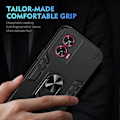 Pikkukuva 5 / 5: Motorola Edge 50 Fusion 5G -puhelimen suojakuori PC+TPU pudotuskestävä puhelinkotelo sormustelineellä - Musta black