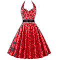 Miniatyrbilde 2 av 5: Kvinners Polka Dot Vintage Cocktail Party Halter Kjoler ZD L l