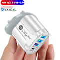 Miniatyrbilde 4 av 5: 36w Pd+qc3.0 2.4a EU US UK Standard Plug USB-lader Rask lading Mobil