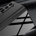Miniatyrbilde 3 av 5: Etui til Samsung Galaxy Z Fold 6 med pennlomme, Z Fold 6 etui med glassbelegg, hybrid lær, allsidig etui med skjermbeskytter carbon fiber