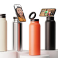 Miniatyrbilde 1 av 4: Telefon vannflaske med magnetisk telefonholder - Rustfritt stål vannflaske med stativ telefonholder - Varm 12 timer, kald 24 timer, 360 rotasjon -GSL orange color