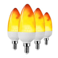 Miniatyrbillede 2 af 5: 4 stk. E14 3w flammelys pærer 3 tilstande kandelaber varmt hvid lysekrone stearinlys kompatibel Hallowee