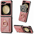 Miniatyrbild 1 av 5: Plånboksfodral för Samsung Galaxy Z Flip 6, Smalt PU-läder Stötsäkert Fodral med Ringhållare & Kortfack för Galaxy Z Flip 6 5G 2024 pink