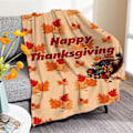 Miniatyrbillede 4 af 5: Halloween Dekoration Udendørs Thanksgiving Lønneblad Tæppe Print Nap Dækken Tæppe Flannel Tæppe Udendørs Isoleringstæppe Spiltæppe