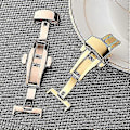 Miniatyrbild 3 av 4: Fällbart spänne Automatisk dubbelklick rostfritt stål bandknapp för klockarmband 22 mm verktyg (färg: Guld, Storlek: 22 mm)