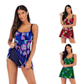 Miniatyrbild 1 av 4: Plus Size Dam Badkläder Tryckt Vadderad Baddräkt Tankini Set Slim Digital Tryckt Bikini Baddräkt Med Dubbla Remmar m