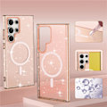 Miniatyrbillede 1 af 5: Magnetisk Glitter Klar Case til Samsung Galaxy S24 Robust Bling Cover TPU Bumper Stødsikker Telefon Case Kompatibel med MagSafe gold for galaxy s24 plus