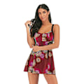 Miniatyrbild 2 av 4: Plus Size Dam Badkläder Tryckt Vadderad Baddräkt Tankini Set Slim Digital Tryckt Bikini Baddräkt Med Dubbla Remmar m