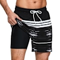 Pikkukuva 1 / 5: M-3XL LargeSize Uimahousut Miehet Uimahousut Puristusvuorilla Nopeasti Kuivuvat Rantahousut 2 Vetoketjutaskulla -GSL stripe