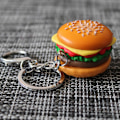Miniatyrbillede 3 af 5: Hamburger Cheeseburger Polymer Clay Nøglering Simuleret Mad Vedhæng Nøglering