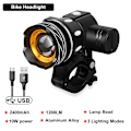 Miniatyrbilde 1 av 5: T6 LED MTB Sykkel Bak- og Forlykter Sykkelhovedlys USB Oppladbar individual headlight