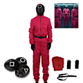 Miniatyrbillede 1 af 5: Børne Halloween Squid Game Cosplay Jumpsuit Kostume Sæt - HZ red + triangle mask 4-5 years old