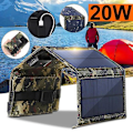 Miniatyrbillede 1 af 3: 20W Solcellepanel Foldbar Taske, Sort Camouflage USB Mobiltelefon Opladning, Udendørs Mobil Strømforsyning FF RYzd