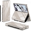 Miniatyrbillede 1 af 5: Til Samsung Galaxy Z Fold 6 Etui med Pen Slot, Z Fold 6 Etui Belagt Glas Hybrid Læder All-Inclusive Etui med Skærmbeskytter titanium gray