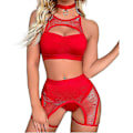 Miniatyrbilde 1 av 4: Kvinners Rave-antrekk Utskåret Nettingtopp Booty Shorts Bunn Choker 3stk Babydoll Nattøy Festivalundertøy -JRZD blue
