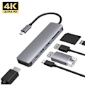 Pikkukuva 1 / 5: 6-in-1 USB-C-keskitin For-Pro Type C -sovittimella, moniporttinen kortinlukija 4K