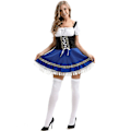 Miniatyrbild 3 av 5: 15% Rabatt Sexig Oktoberfest Öl-Tjänsteflicka Kostym Tysk Bayerisk Dirndl Klänning Karneval för Kvinnor Het blue 3xl