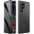 Miniatyrbild 1 av 5: Privacy Magnetfodral för Samsung Galaxy S24 Härdat Glas Fullt Skydd Flip Cover Metallstötfångare Skyddande Telefonfodral black