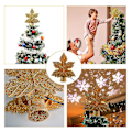 Miniatyrbilde 4 av 5: Bladformet Juletre-Projektorlampe Snøstorm Juletre Topplampe Led Juletre Toppstjerne Projektorlampe gold us plug