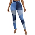 Pikkukuva 4 / 5: Naiset Keskikorkea Joustava Patchwork Denim Housut Farkut B2 ZD V m