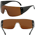 Miniatyrbilde 5 av 5: AIEYEZO Rimless Y2K Solbriller Kvinner Menn Oversized Fashion Wrap Around Rammeløse Solbriller brown