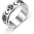 Miniatyrbillede 1 af 2: Spinner Ring Titan Stål Ring Angst Ring Mode Dekompression Ring Måne Og Stjerne Fidget Ring Til Kvinder Mænd