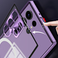 Miniatyrbillede 4 af 5: Magnetisk Klar Case til Samsung Galaxy S24, Metal Bumper Stødsikker Telefon Case Galaxy S24 Slank Beskyttende Cover silver for galaxy s24
